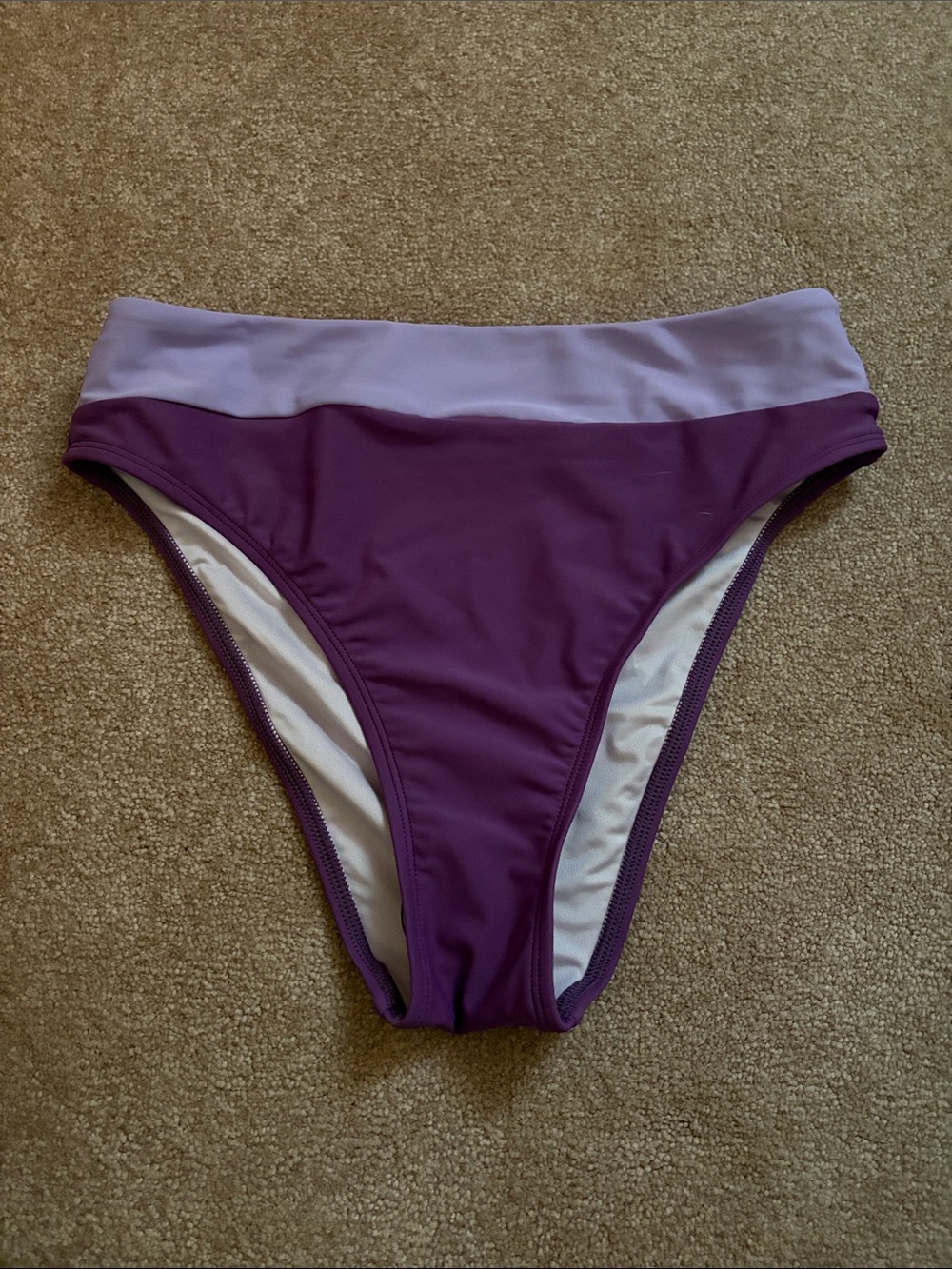 Cupshe Purple Two-Tone High-Cut Bikini Bottom